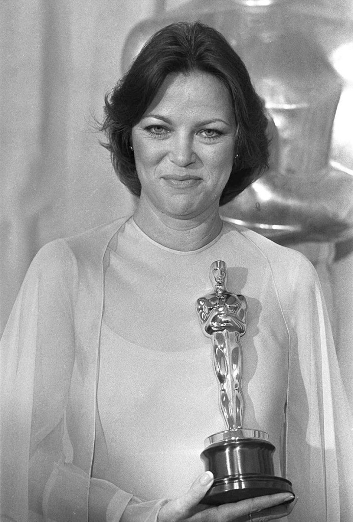 Louise Fletcher in 1976 with the Best Actress Oscar she won for her performance as Nurse Ratched in “One Flew Over The Cuckoo’s Nest.”