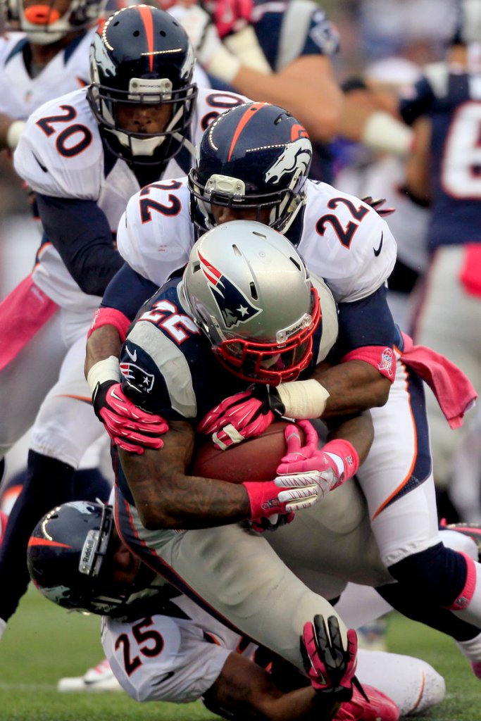 Stevan Ridley needs three Broncos to take him down. The Patriots’ running back finished with a career-best 151 yards in New England’s 31-21 victory over Denver.