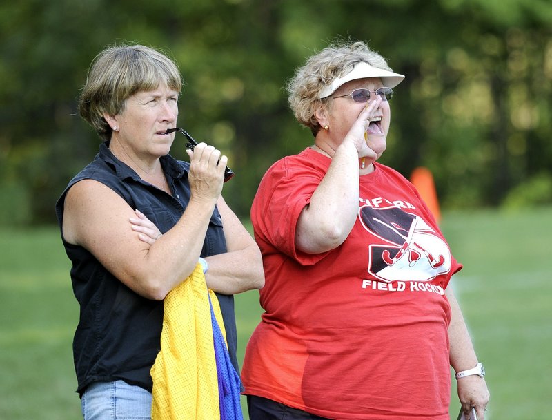 Diana Walker, left, and Nancy Neubert have guided Sanford to two Class A state titles and 27 playoff appearances in 30 seasons.