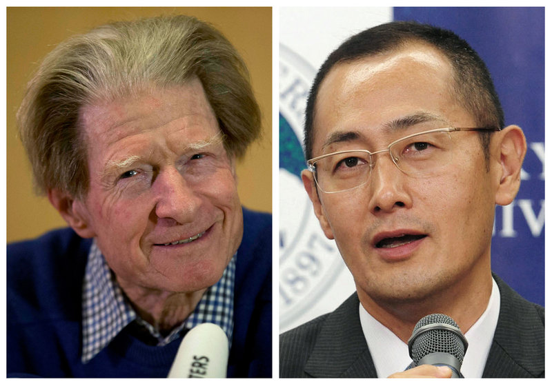 British scientist John Gurdon, left, and Japanese scientist Shinya Yamanaka, right, were named winners of the 2012 Nobel Prize in medicine for their work in cell biology.