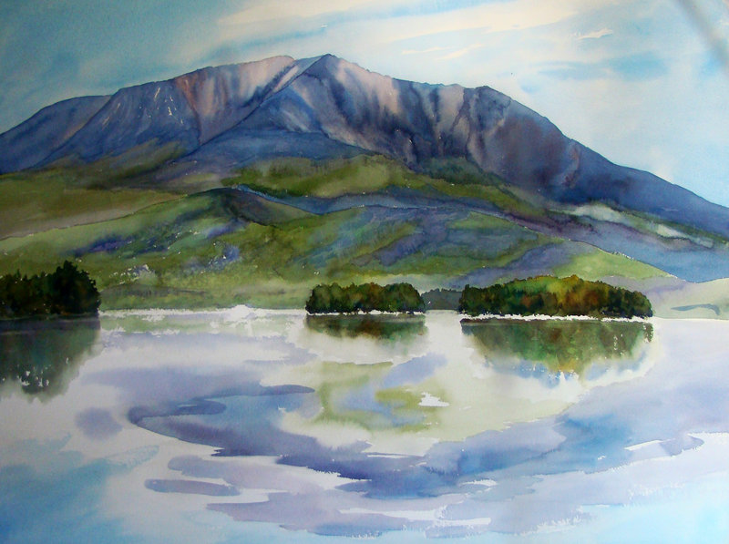 Finished painting of Katahdin by Evelyn Dunphy.