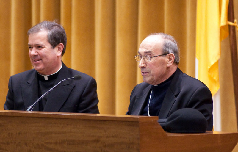 The Rev. Alvaro Corcuera, the superior general of the Legion of Christ, left, shown with Cardinal Velasio De Paolis, has stepped aside unexpectedly as the orthodox order’s leader.