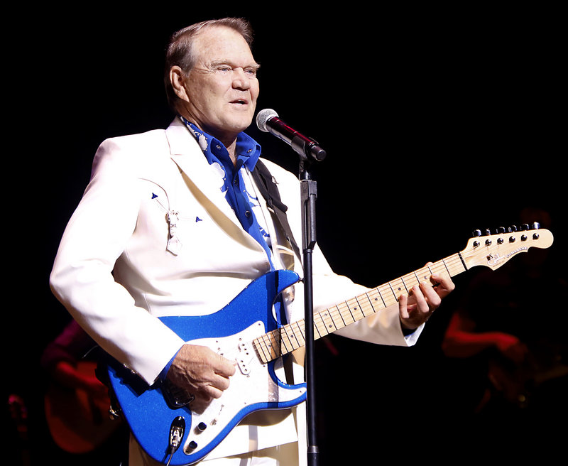 Glen Campbell performs at the Merrill Auditorium in Portland on Tuesday night.