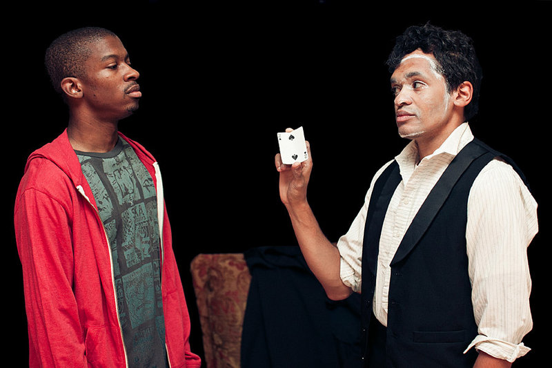 J.H. Smith III, left, and Bari Robinson star in “Topdog/Underdog,” the Pulitzer Prize-winning play by Suzan-Lori Parks that opens Dramatic Repertory Company’s third season on Oct. 25. The actors play brothers, street-savvy hustlers named Lincoln and Booth by their father as a joke before he walked out of their lives. The dark comedy, directed by DRC artistic director Keith Powell Beyland, is about family grievances, wounds and, ultimately, healing. The play will be staged nine times through Nov. 4 at the Studio Theater at Portland Stage Co. For tickets and info, call (800) 838-3006 or go to dramaticrep.org.