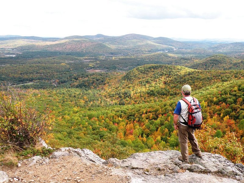 The southeast view from the ledge of Burnt Meadow Mountain is pure autumnal spendor.