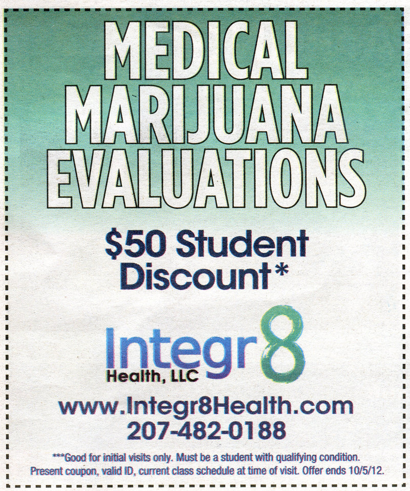 Integr8 Health, Dr. Dustin Sulak’s medical practice, ran this ad in the Portland Phoenix’s Student Survival Guide supplement Sept. 14. The practice’s CEO said students “still have to have a qualifying condition” to obtain a marijuana prescription.