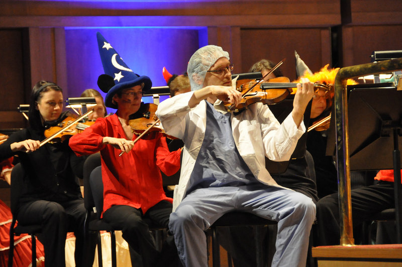 The musicians get in the spirit at last year’s PSO Halloween concert.