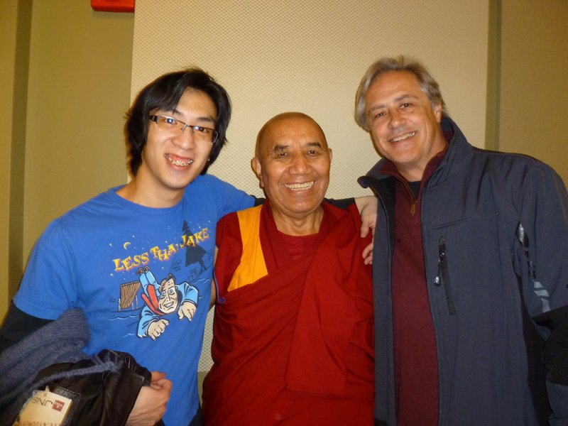 From left, Pin-Wei Chiang, Khen Rinpoche Lobzang Tsetan and Dana Sawyer