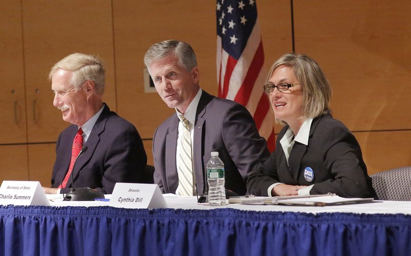 U.S. Senate candidates Angus King, left, Charlie Summers and Cynthia Dill take part in a debate Sept. 13. Readers have strong opinions about who should be elected to replace Sen. Olympia Snowe, who is retiring.