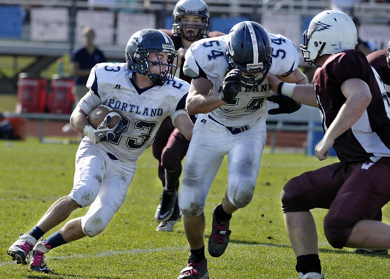Nick Volger and fellow Portland running back Justin Zukowski played key roles Saturday in a 35-21 playoff victory over Windham.