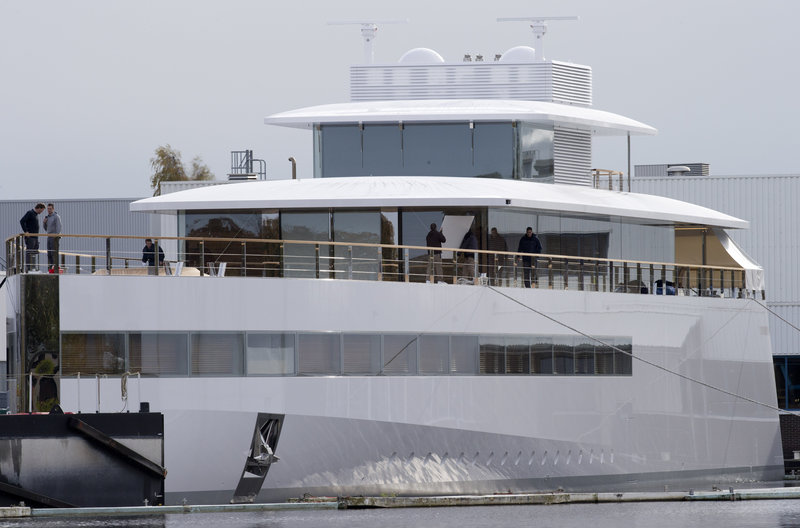 The yacht Venus, co-designed by the late Steve Jobs, is docked at builder Feadship’s yard in Aalsmeer, near Amsterdam, Netherlands, on Tuesday.
