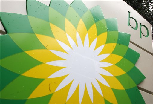 FILE - In this file photo made Oct. 25, 2007, the BP (British Petroleum) logo is seen at a gas station in Washington. British oil company BP said Thursday Nov. 15, 2012 it is in advanced talks with U.S. agencies about settling criminal and other claims from the Gulf of Mexico well blowout two years ago. In a statement, BP said "no final agreement has yet been reached" and that any such deal would still be subject to court approvals. (AP Photo/Charles Dharapak, File)