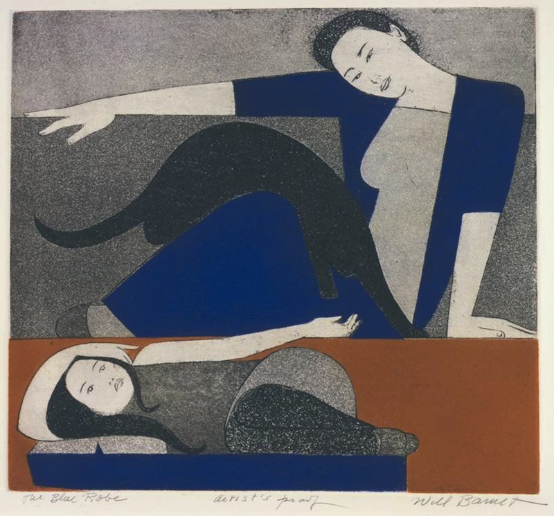 Will Barnet, The Blue Robe, 1971, etching and aquatint on Arches cover paper, 23 5/16" x 29 7/8"