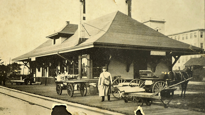The Freeport train station around the turn of the 20th century.