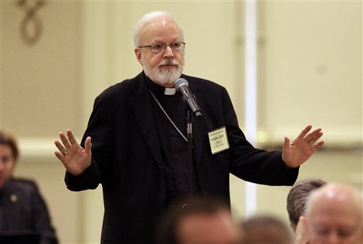 Cardinal Sean O'Malley, of Boston, asks a question during a discussion at the United States Conference of Catholic Bishops' annual fall meeting in Baltimore Monday.