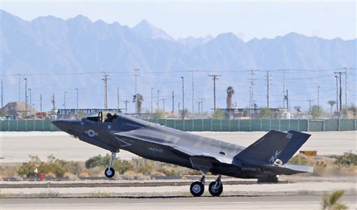 The 3rd Marine Aircraft Wing's first F-35B touches down last Friday afternoonat Marine Corps Air Station Yuma in Yuma, Ariz. The plane belongs to Marine Fighter Attack Squadron 121.
