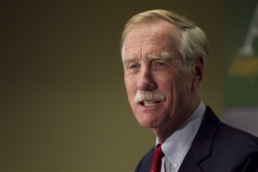 Independent Senator-elect Angus King speaks at a news conference Wednesday in Freeport: "We're tired of fighting, we're tired of bickering, we're tired of blaming . . . and we want some problems solved."