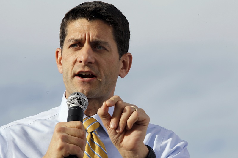 In this Nov. 5, 2012, file photo then-Republican vice presidential candidate, Rep. Paul Ryan, R-Wis., gestures as he speaks during a campaign event at Johnson's Corner in Johnstown, Colo. Ryan acknowledges that he was shocked when he and presidential nominee Mitt Romney lost last week's election. Ryan says President Barack Obama won fair and square. In an interview with ABC News being aired Tuesday, Ryan says he and Romney thought they had a very good chance of winning Nov. 6. He cites polling, other data, and what he calls "the smart people who watch this stuff" for his optimistic view election night. (AP Photo/Mary Altaffer, File)
