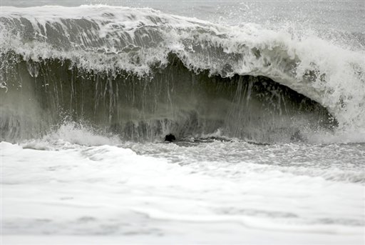 The surf at Big Lagoon beach creates a moderate undertow on Monday near Trinidad, Calif.