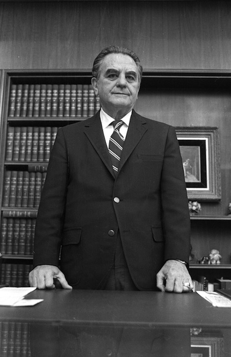 This Jan. 31, 1973 black-and-white file photo shows U.S. District Court Judge John Sirica in his office in Washington. The National Archives is publishing for the first time more than 850 pages of once-secret documents from the Watergate political scandal, including privileged legal conversations and prison evaluations of some Watergate burglars. A judge decided earlier this month to unseal the material.The files released Friday do not appear to provide any significant new revelations, but they provide context by revealing behind-the-scenes deliberations by the judge in charge of the case, U.S. District Court Judge John J. Sirica, along with prosecutors and defense lawyers. The files showed the judge at times discussing the case with special prosecutors and justifying his attempts to learn new facts in the case. (AP Photo)