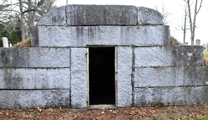 The cast iron door to the tomb at Maple Grove Cemetery in Albion has been stolen.