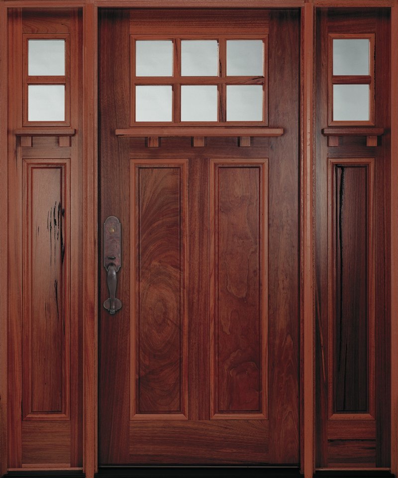 A Craftsman door from Pella. Craftsman and Shaker looks are hot now.