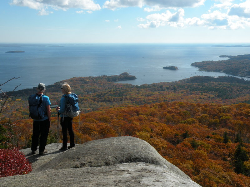 Ocean Lookout, a huge system of ledges and cliffs just beyond the peak of Mount Megunticook, provides a spectacular view of Camden Village and its harbor. On a clear day hikers can see Casco Bay some 60 miles south.