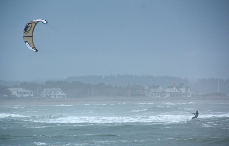This person must really love kite surfing. As the waters of Popham Beach State Park were blasted and churned by Superstorm Sandy, our Supersurfer rode the angry wind like a true champion. Jym St. Pierre took this photo.