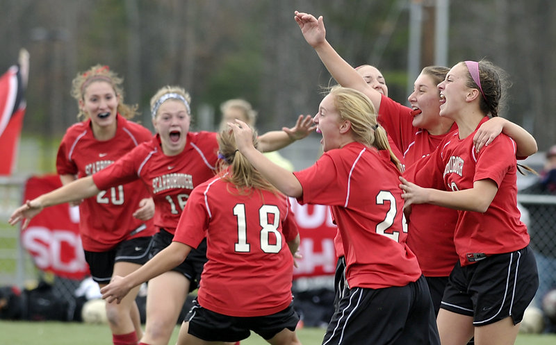 Scarborough fell behind early but reacted accordingly after scoring the tying goal against Bangor in the Class A state championship game at Hampden. The Red Storm came all the way back for a 2-1 win.