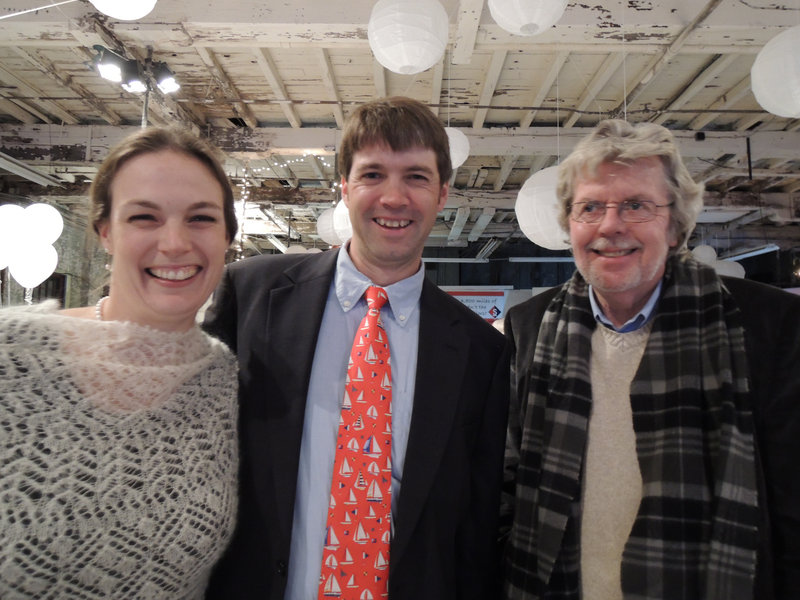 Christina Cumming, who helped Merriconeag High School in New Gloucester start a sailing team through SailMaine; her husband Jeff Cumming, executive director of SailMaine; and Peter Clough, who promotes fundraising for SailMaine at the recent fifth annual SailMaine Soiree.