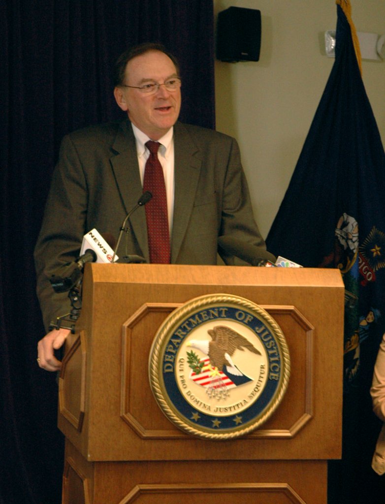 U.S. Attorney Thomas Delahanty II speaks during a news conference Thursday.
