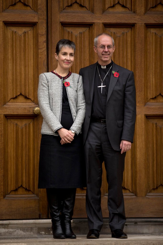 Britain’s bishop of Durham Justin Welby poses with his wife, Caroline, in London Friday after he was named the next archbishop of Canterbury. He will succeed Rowan Williams in leading the world’s 77 million Anglicans.