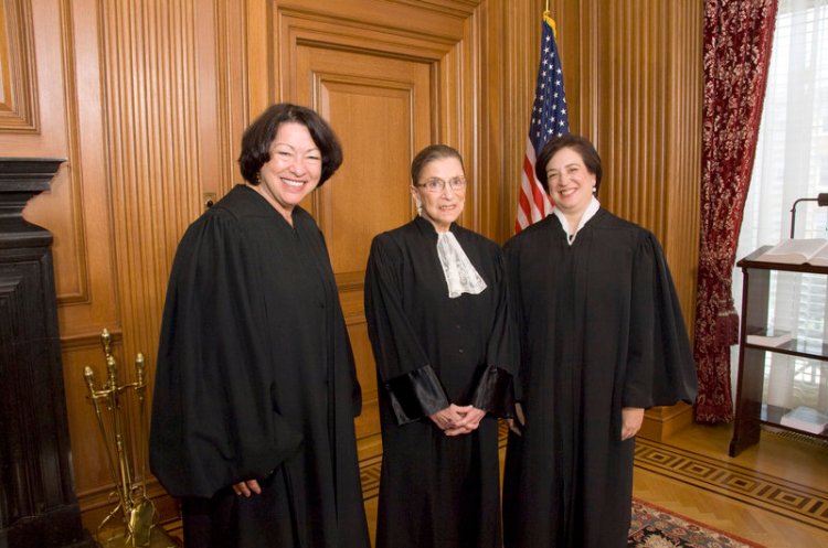 This 2010 file photo shows, from left, U.S. Supreme Court Justices Sonia Sotomayor, Ruth Bader Ginsburg and Elena Kagan. The oldest of the court’s nine members, 79-year-old Ginsburg, has indicated she plans to stay on the court for the time being.