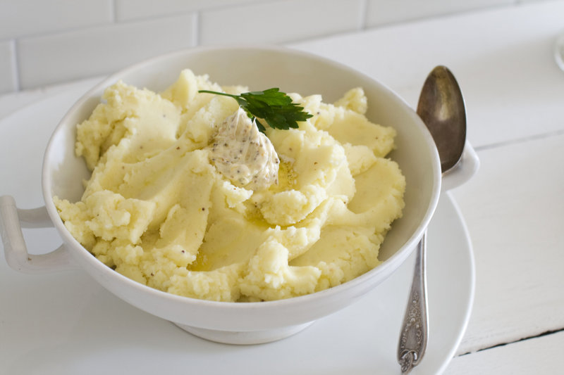 Handmade mustard butterand buttermilk mashed potatoes.