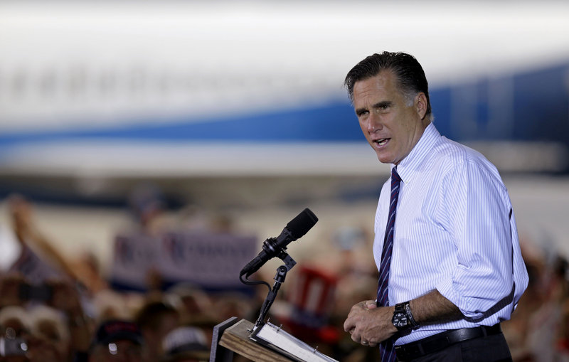 Republican presidential candidate Mitt Romney speaks at a campaign event in Sanford, Fla., the day before the election. A reader calls on columnist M.D. Harmon to “take a cue from Mitt Romney’s concession speech urging our citizens to support the president and pray for him.”