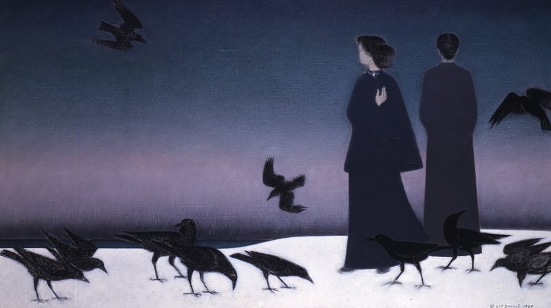 Will Barnet's 1985 oil painting “Winter Sky” will be hung at the Portland Museum of Art this week in tribute to the artist, who died Tuesday in New York.