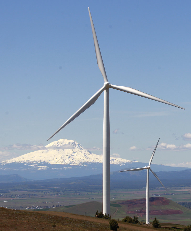 Wind turbines dot the Columbia River Gorge near Goldendale, Wash. The wind energy tax credit is due to expire at the end of the year.