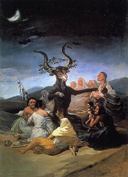 Goya’s Pan in “The Witches’ Sabbath” has lyre-shaped horns, seemingly crowned with a victor’s laurel leaves.