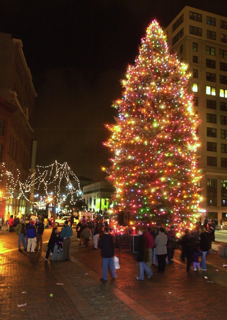 The holiday season in Portland officially gets under way at 5:30 p.m. Friday with the lighting of the Christmas tree in Monument Square.