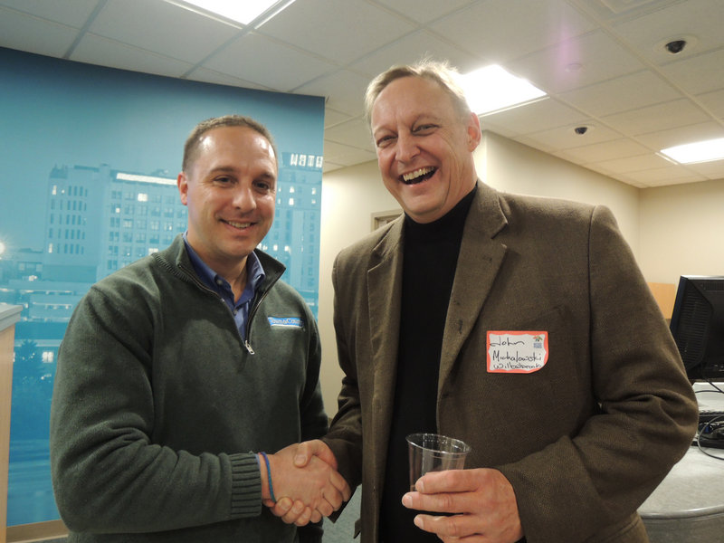 Bob Leger, CFO of Town & Country Federal Credit Union, and John Michalowski, director of 19th-century village Willowbrook, which received a Better Neighbor Fund grant last year.