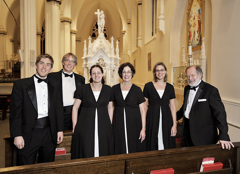 Singers who have more in common than the Choral Art Society: Karl Nordli and Mark Nordli of Portland; Madeline Kapp and Barbara Kapp of Portland; and Elli Lisa of North Yarmouth and Peter Gray of Old Orchard Beach.