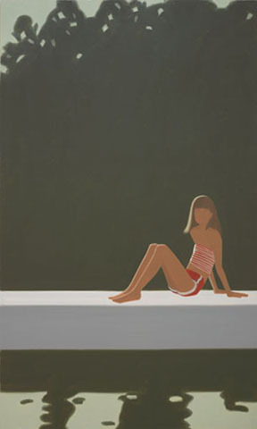 “Tracy on the Raft at 7:30,” 1982 oil on canvas by Alex Katz, from “Maine/New York,” continuing through Dec. 30 at the Colby College Museum of Art in Waterville.