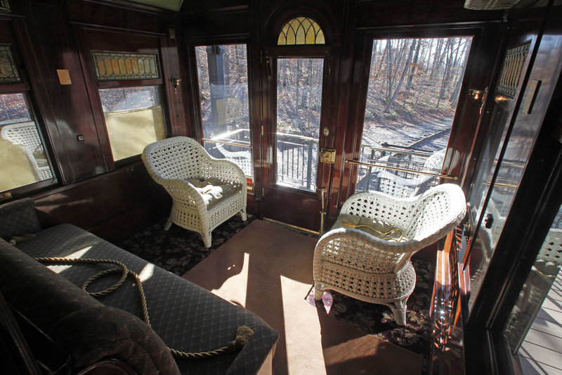 A view out the window of the Robert Todd Lincoln mansion Hildene on Monday, Nov. 19, 2012 in Manchester, VT. The Georgian Revival home was built in 1905 by Robert Todd Lincoln, the only one of the president's four children to survive to adulthood.(AP Photo/Toby Talbot)