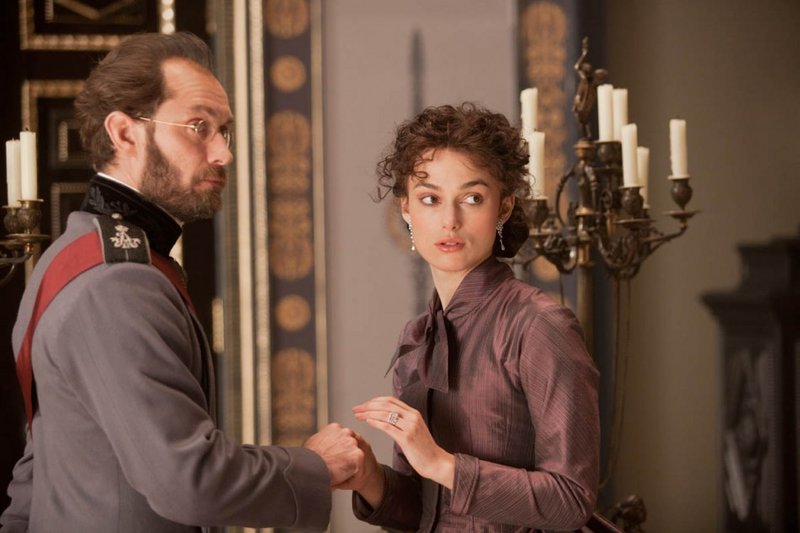 Jude Law is Alexei Karenin and Keira Knightley is Anna in “Anna Karenina.”