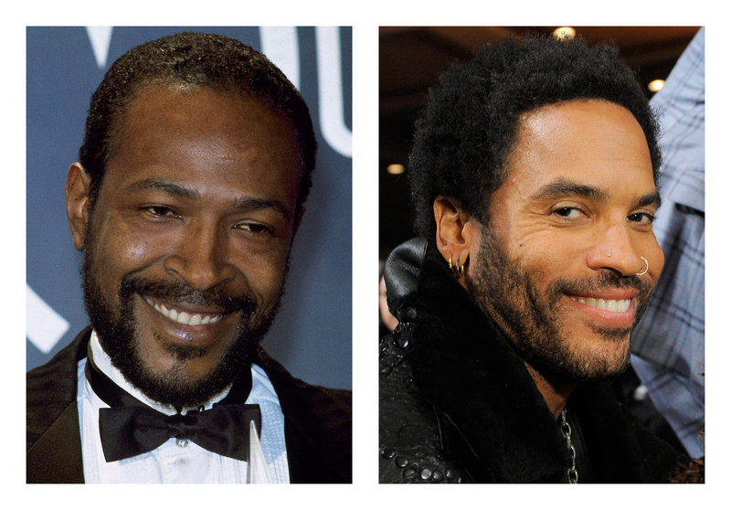 The late Marvin Gaye, left, will be portrayed by Lenny Kravitz.