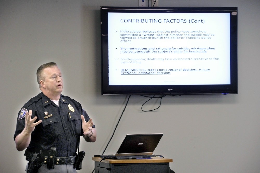 Friday, April,6, 2012. Sanford police chief Tom Connolly conducts a crisis intervention team training class at the Sanford Police Station.