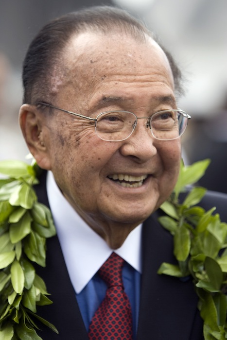 In this Friday, July 9, 2010 file photo, U.S. Sen. Daniel Inouye, D-Hawaii, is seen at the ceremony welcoming F-22 Raptor fighter jets to Joint Base Pearl Harbor-Hickham in Honolulu. Inouye has died of respiratory complications, Monday, Dec. 17, 2012, according to Inouye's office. He was 88. (AP Photo/Marco Garcia, File) Hawaii