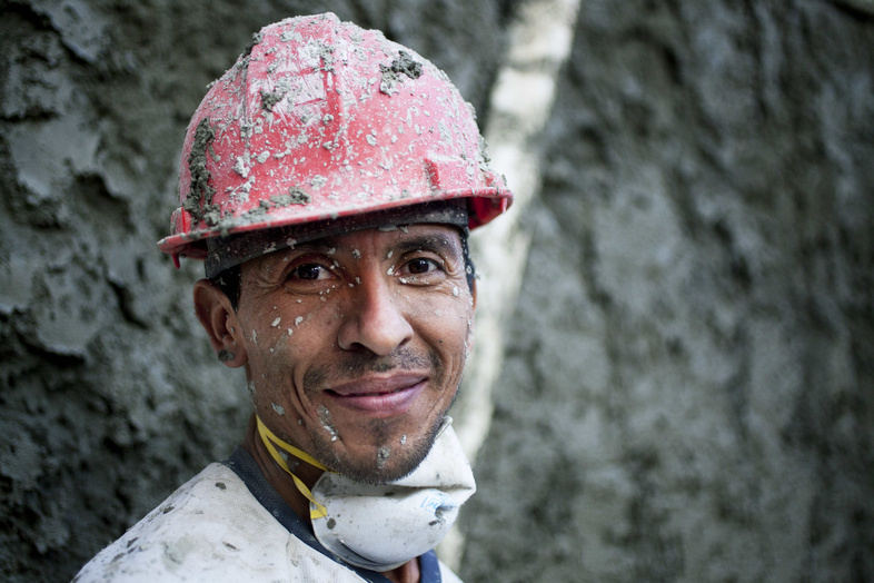 A worker in Caracas, Venezuela, where 84 percent of those polled appeared to be relatively happy.