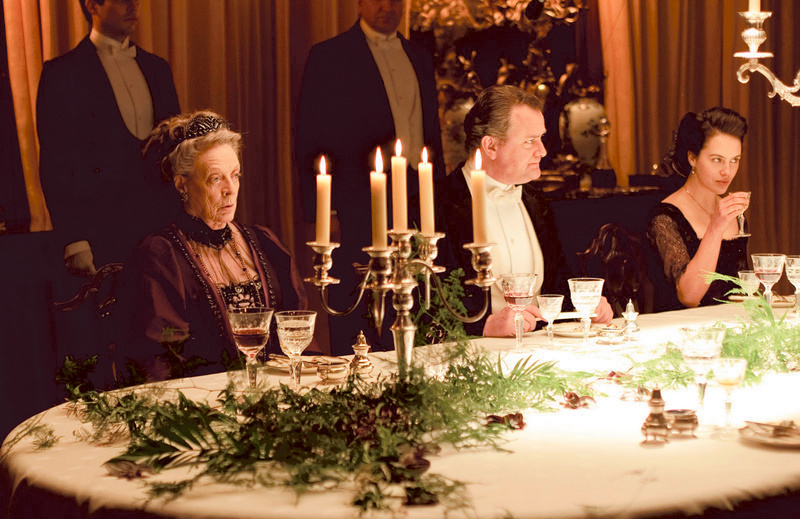 Maggie Smith and Hugh Bonneville, the Dowager Countess and Earl of Grantham respectively, “at table” in another scene from the show. American fans of the PBS series will be able to imitate this marvelously styled fantasy of British life when a company called Knockout Licensing launches multiple brands that seek to replicate the look of “Downton” in North American homes.
