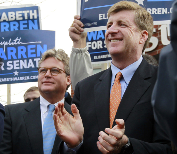 Edward M. Kennedy Jr., left, reportedly is considering a run for the Senate if Sen. John Kerry, D-Mass., becomes secretary of state. Here, he attends a Nov. 5 rally for Elizabeth Brown with his brother, former U.S. Rep. Patrick Kennedy, D-R.I. Brown was elected to represent Massachusetts in the Senate..